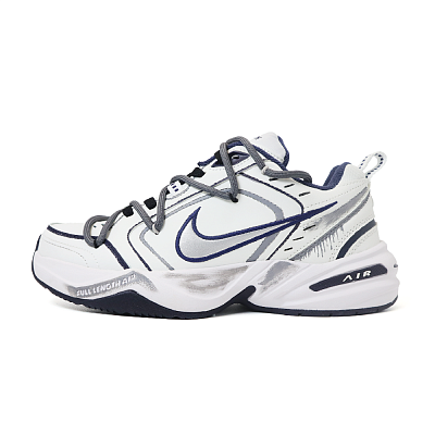 Nike Air Monarch 4 Flowing And Falling Body Abrasion Resistant Low Top Chunky Sneakers Unisex Blue White