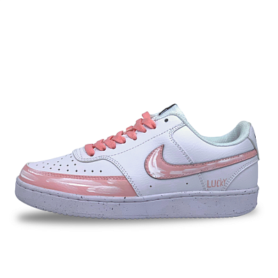 Nike Court Vision 1 Anti-Slip Wear-Resistant Low-Top Skateboard Shoes Men's White Pink