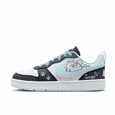 Nike Court Borough Anti Slip Wear Resistant Low Top Skateboard Shoes Women's Black Blue