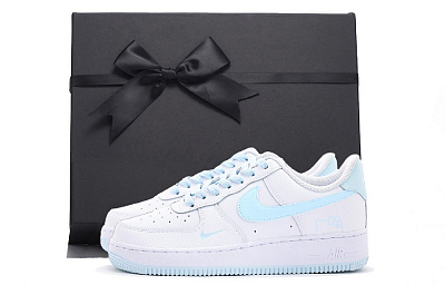Nike Air Force 1 Coverage Slip Resistant And Abrasion Resistant Low Top Skateboard Shoes Women's Sky Blue