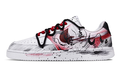 Nike Court Vision 1 Dragon Walks Anti Slip Wear Resistant Low Top Skateboard Shoes Men's Black Red