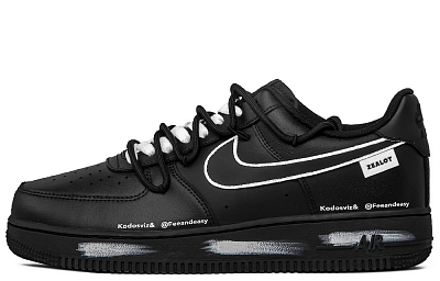 Nike Air Force 1 Space Wander Anti Slip Wear Resistant Low Top Skateboard Shoes Men's Black White