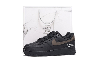 Nike Air Force 1 Anti-Slip Wear-Resistant Low-Top Skateboard Shoes Unisex Black Brown