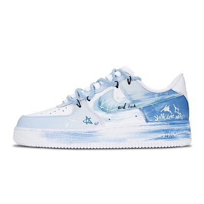 Nike Air Force 1 Flowing Creek Anti Slip Wear Resistant Low Top Skateboard Shoes Women's Blue