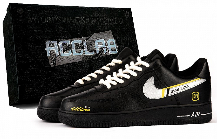 Nike Air Force 1 Abrasion Resistant Height Increasing Low Top Skateboard Shoes Men's Black Silver купить в интернет-магазине Yoocart с быстрой доставкой по России.