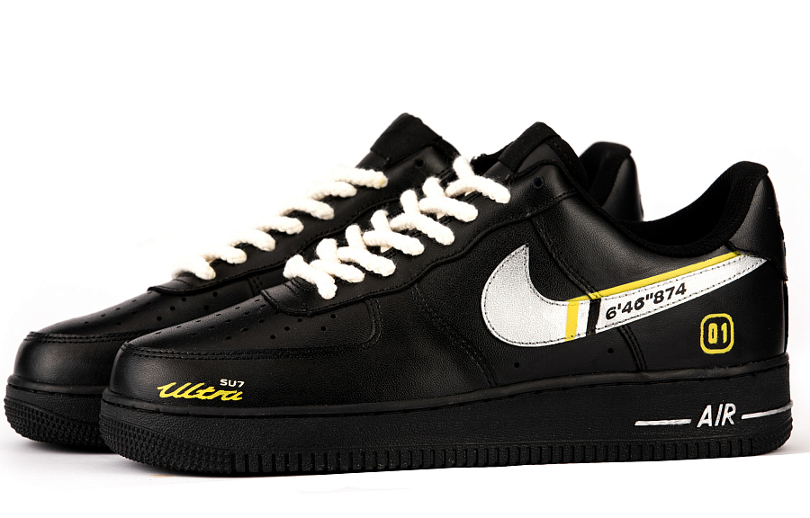 Nike Air Force 1 Abrasion Resistant Height Increasing Low Top Skateboard Shoes Men's Black Silver купить в интернет-магазине Yoocart с быстрой доставкой по России.