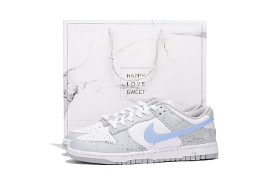 Nike Dunk Anti Slip Wear Resistant Low Top Skateboard Shoes Unisex White Blue