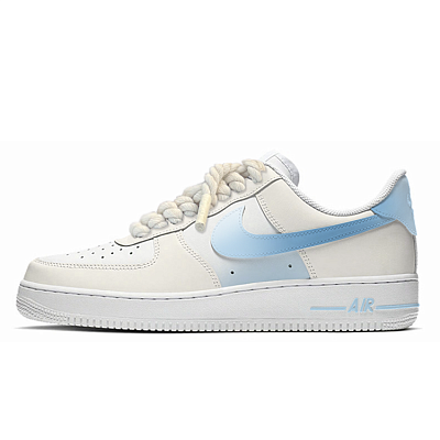 Nike Air Force 1 Anti Slip Wear Resistant Low Top Skateboard Shoes Men's White Blue