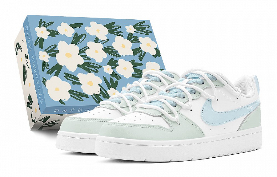 Nike Court Borough Abrasion Resistant Low Top Skateboard Shoes Women's Blue Green купить в интернет-магазине Yoocart с быстрой доставкой по России.