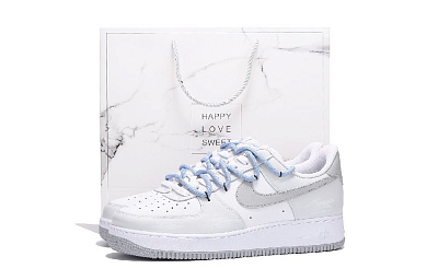 Nike Air Force 1 Coverage Anti-Slip And Wear-Resistant Low-Top Skateboard Shoes Men's Light Gray