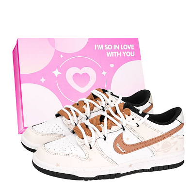 Nike Dunk Black White, Happiness Planet Abrasion Resistant Low Top Skateboard Shoes Unisex Orange Pink White