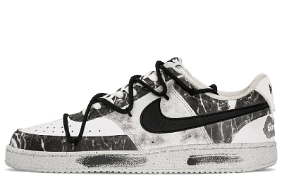 Nike Court Vision 1 Slip Resistant Shock Absorbers Low Top Skateboard Shoes Unisex Black White