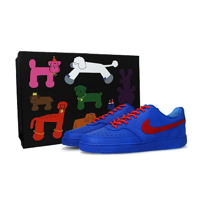 Nike Court Vision 1 Skateboard Shoes Men's Low top Blue Red