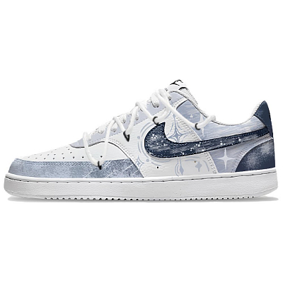 Nike Court Vision 1 Blue Obsidian Anti Slip Wear Resistant Low Top Skateboard Shoes Men's Blue White