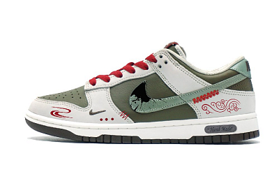 Nike Dunk Anti-Slip Wear-Resistant Low-Top Skateboard Shoes Unisex White Green