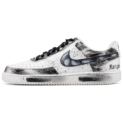 Nike Court Vision 1 Anti-Slip Wear-Resistant Low-Top Skateboard Shoes Men's Black White