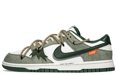 Nike Dunk Anti-Slip And Wear-Resistant Lightweight Low-Top Skateboard Shoes Unisex Green White