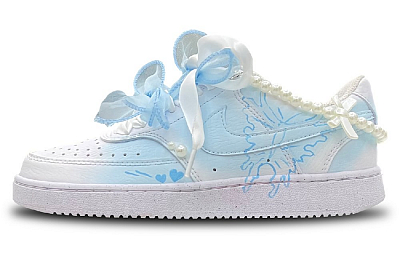 Nike Court Vision Slip Resistant, Abrasion Resistant, Lightweight Low Top Skateboard Shoes Women's Light Blue