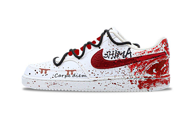Nike Court Vision Anti-Slip Wear-Resistant Low-Top Skateboard Shoes Men's Red White