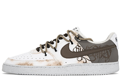 Nike Court Vision 1 Abrasion Resistant Low Top Skateboard Shoes Men's Brown White