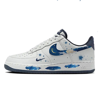 Nike Air Force 1 Anti-Slip And Wear-Resistant Lightweight Low-Top Skateboard Shoes Unisex White Blue