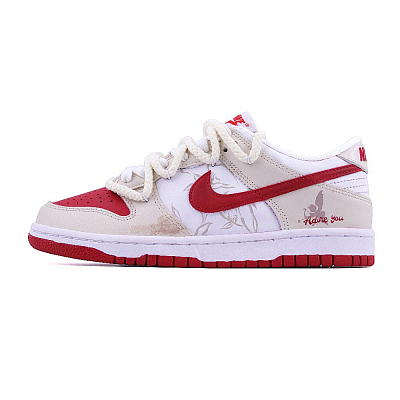 Nike Dunk Heartfelt Flame Vow, Luxury Gift Low Top Skateboard Shoes Men's White Red