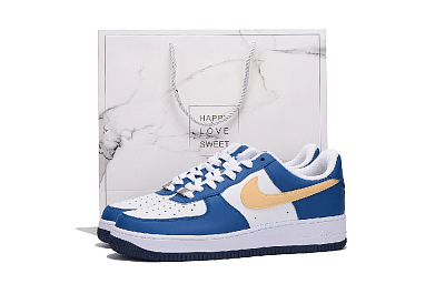 Nike Air Force 1 Anti Slip Wear Resistant Low Top Skateboard Shoes Men's White Blue