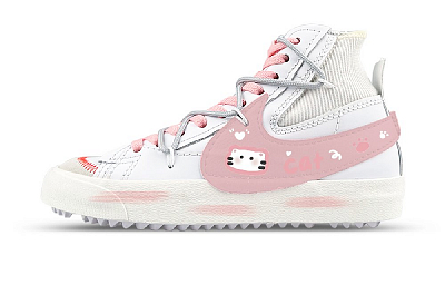 Nike Blazer Mid Top Skateboard Shoes Unisex White Pink