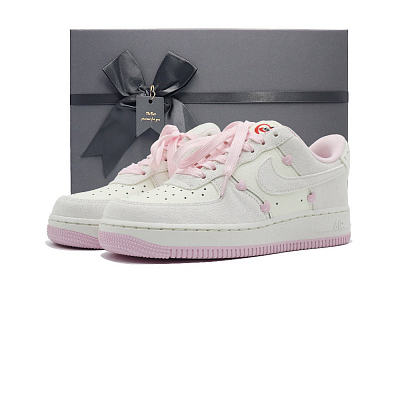 Nike Air Force 1 Anti-Slip Wear-Resistant Low-Top Skateboard Shoes Women's White Pink