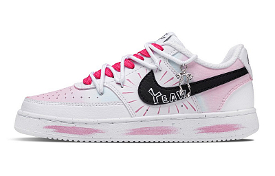 Nike Court Vision Pink Mist Star Track Low Top Skateboard Shoes Women's Pink