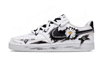 Nike Court Vision 1 Low Top Skateboard Shoes Men's Black White