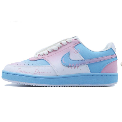 Nike Court Vision 1 Waterproof And Wear-resistant Low-Top Skateboard Shoes Unisex Blue Pink