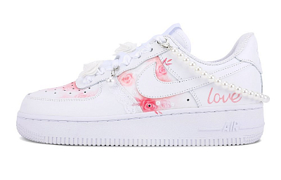 Nike Air Force 1 Abrasion Resistant Low Top Skateboard Shoes Women's White Pink