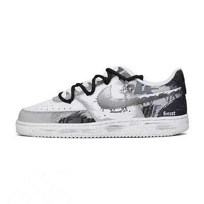 Nike Court Vision 1 American Graffiti Abrasion Resistant Low Top Skateboard Shoes Unisex Black White