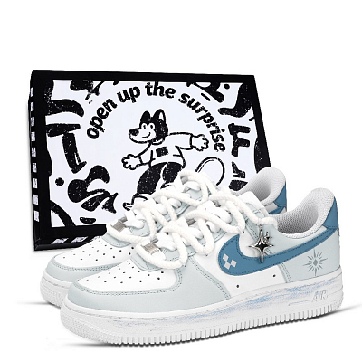 Nike Air Force 1 Starlight Radiance Low Top Skateboard Shoes Unisex Blue White