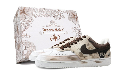 Nike Court Vision 1 Anti-Slip And Wear-Resistant Balance Low-Top Skateboard Shoes Men's Khaki