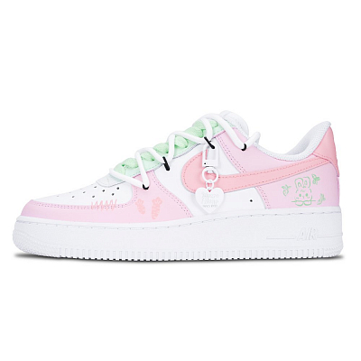 Nike Air Force 1 Air Force 1, Reverse Yuan Ying Anti Slip Wear Resistant Low Top Skateboard Shoes Women's Pink Green