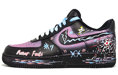 Nike Air Force 1 Low Top Skateboard Shoes Unisex Black Purple