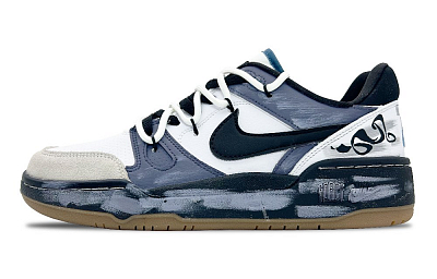 Nike Full Force Anti Slip Wear Resistant Low Top Skateboard Shoes Men's Blue White