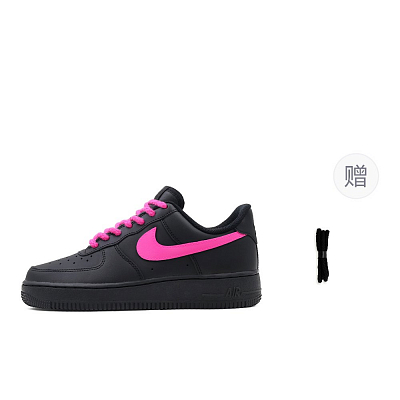 Nike Air Force 1 Low Top Skateboard Shoes Unisex Black Pink
