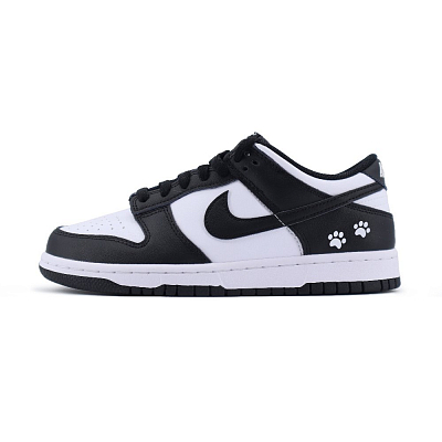 Nike Dunk Cute Cat Paw Anti Slip Wear Resistant Low Top Skateboard Shoes Unisex Black White