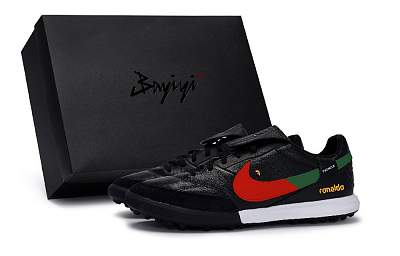 Nike Premier 3 TF Rubber Broken Studs Anti-Slip Wear-Resistant Soccer Shoes Men's Black/Red Green/Yellow