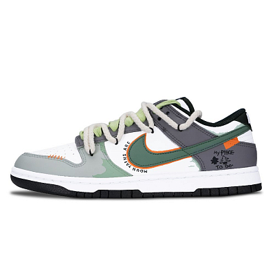 Nike Dunk Explore The Mystery Anti Slip Wear Resistant Low Top Skateboard Shoes Unisex Light Gray