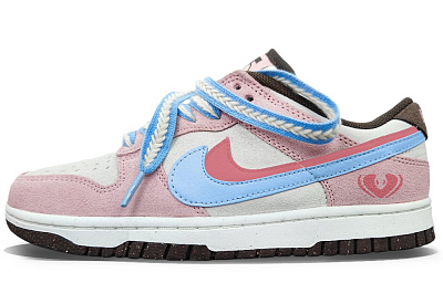 Nike Dunk Anti Slip Wear Resistant Low Top Skateboard Shoes Unisex Blue Pink