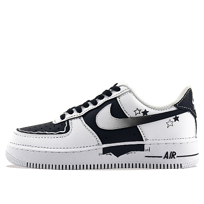 Nike Air Force 1 Tai Chi White Radiance Anti Slip Wear Resistant Low Top Skateboard Shoes Unisex Black White