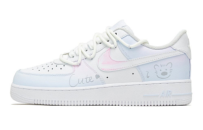 Nike Air Force 1 Air Force 1, Adorable Puppy Anti Slip Wear Resistant Low Top Skateboard Shoes Men's Light Blue