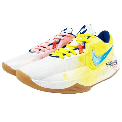 Nike Precision 6 Cushioned Slip-Resistant Abrasion-Resistant Low-Top Basketball Shoes Men's Pink Yellow
