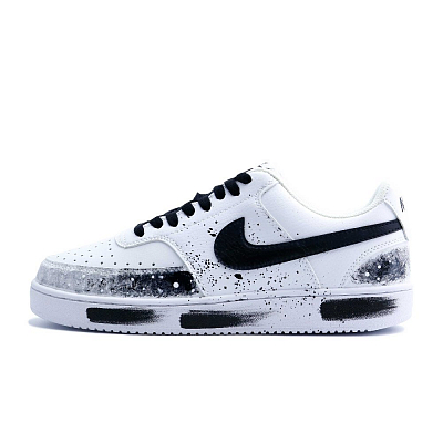 Nike Court Vision Galaxy Planet Slip Resistant And Breathable Low Top Skateboard Shoes Men's Black White