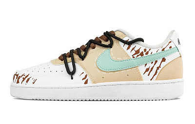 Nike Court Vision 1 Caramel Fabric Yellow Abrasion Resistant Low Top Skateboard Shoes Men's Beige
