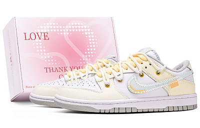 Nike Dunk Lime, Box Abrasion Resistant Low Top Skateboard Shoes Women's White Yellow